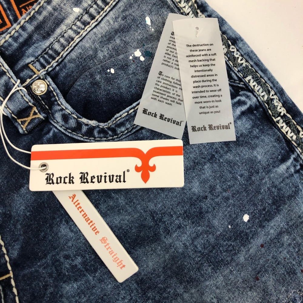 Rock Revival Edan Alt Straight Destroyed Jeans - Picture 8 of 8